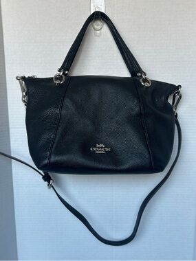 Coach Black Pebbled Leather Satchel Shoulder Bag